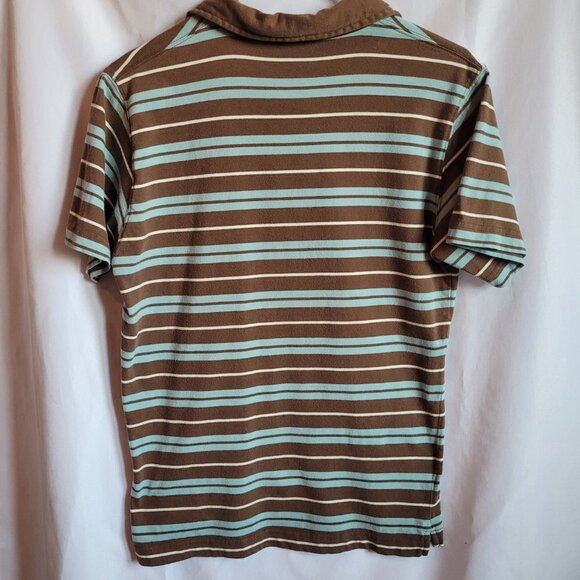 Fossil Men's Brown/Blue Striped Polo Shirt Size Medium - Picture 4 of 6
